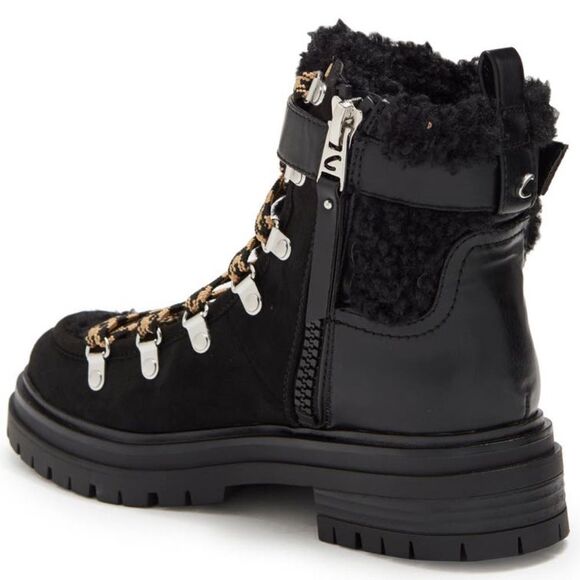 BNIB Sam Edelman Faux Shearling Lace Up Boots Sz 10 - Picture 2 of 5